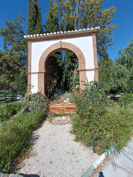 Arco de piedra rodeado de vegetación en un entorno natural.